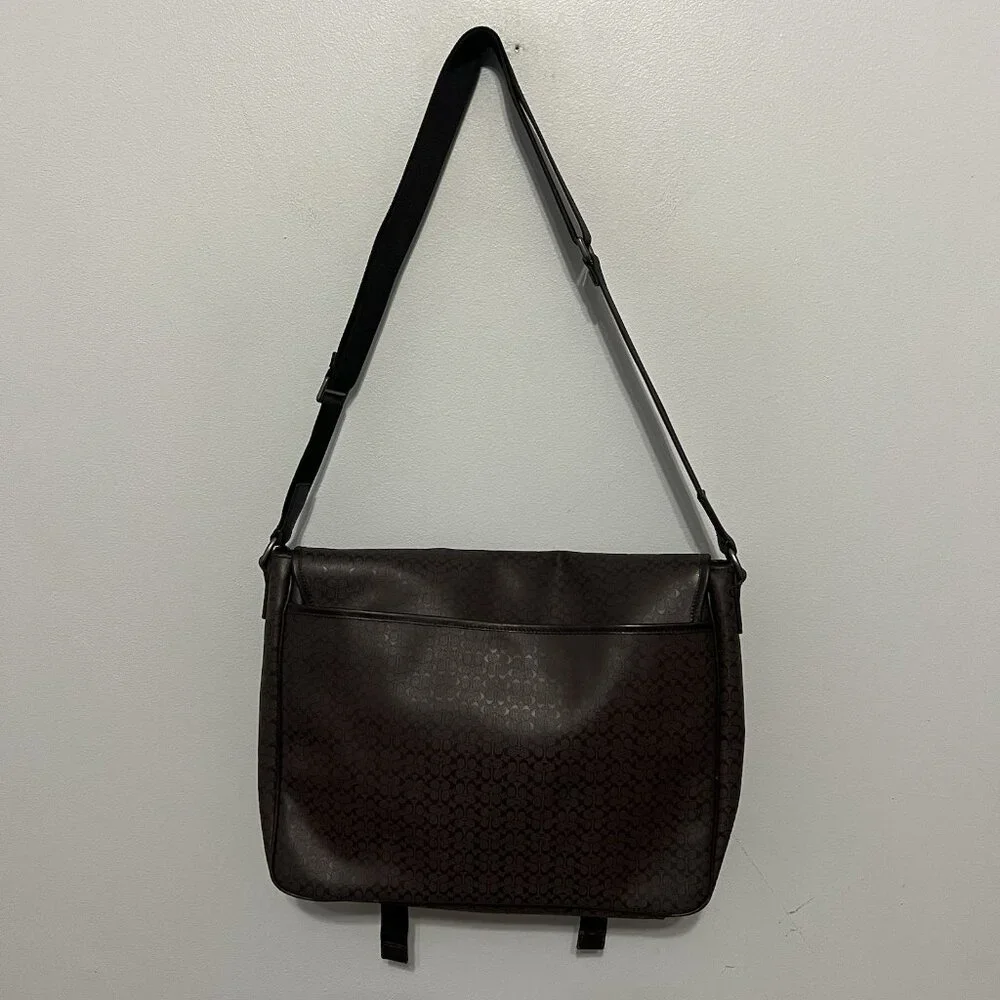 Coach Heritage Signature Black Unisex Messenger Bag F70809 Hangtag PVC Leather